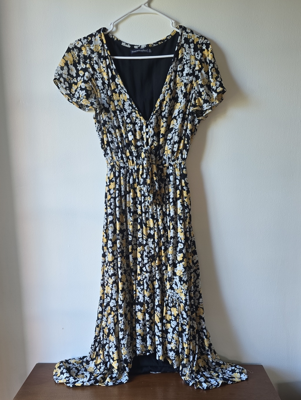 Abercrombie & Fitch Black Floral Maxi Dress with Yellow Accents